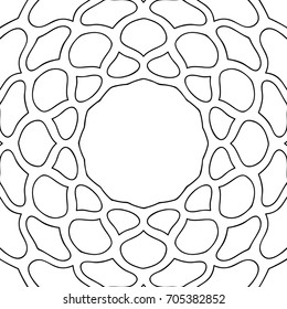 Coloring Adult Book. Black and White Seamless Pattern with Tribal Zentangle Mandala. Tribal Monochrome Pattern for Coloring Page, Textile, Paper. Vector