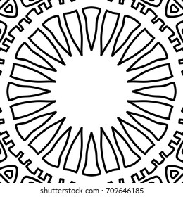Coloring Adult Book. Black and White Seamless Pattern with Tribal Zentangle Mandala. Tribal Monochrome Pattern for Coloring Page, Textile, Paper. Vector