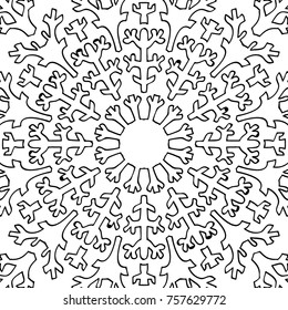 Coloring Adult Book. Black and White Pattern with Tribal Zentangle Mandala. Tribal Monochrome Pattern for Coloring Page, Textile, Paper. Vector