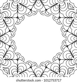 Coloring Adult Page. Black and White Pattern with Tribal Zentangle Mandala. Tribal Pattern for Coloring Book, Textile, Paper. Vector