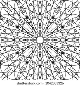 Coloring Adult Page. Black and White Pattern with Tribal Zentangle Mandala. Tribal Pattern for Coloring Book, Textile, Paper. Vector