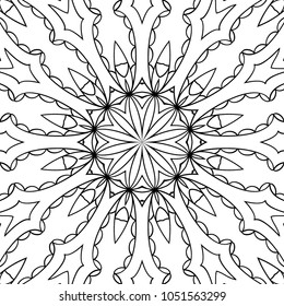 Coloring Adult Page. Black and White Pattern with Tribal Zentangle Mandala. Tribal Pattern for Coloring Book, Textile, Paper. Vector
