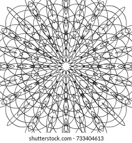Coloring Adult Page. Black and White Pattern with Tribal Zentangle Mandala. Tribal Pattern for Coloring Book, Textile, Paper. Vector