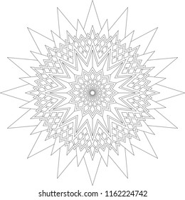 Coloring for adults, abstract mandala, geometric, flower pattern, color book page printable