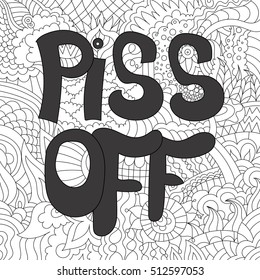 Colores para adultos / motivos en blanco y negro / frase / palabras groseras / orina fuera/ Palabra sudorosa /zentangle/ libro de colorear para adultos/ Antiestrés