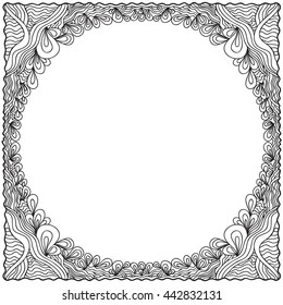 Coloring for adults. Frame, vintage, round,design  element