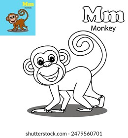 Coloring alphabet cartoon ABC vector