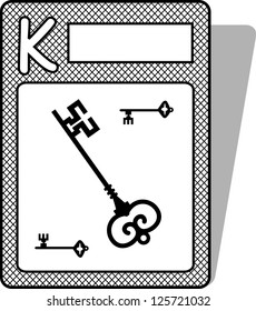 Coloring  alphabet K , key vector on white background