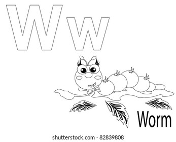 Coloring Alphabet for Kids ,W