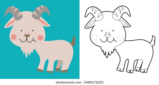 Coloring animal activity page. Educational printable coloring worksheet. Practicing fine motoric skills for children