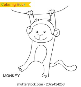 Coloring animal worksheet page. Educational printable colouring worksheet. Preschool worksheet. Black and white vector illustration. Motor skills education.