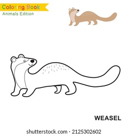 Coloring animal worksheet page. Educational printable coloring worksheet. Coloring game for preschool children. Black and white vector illustration. Motor skills education.