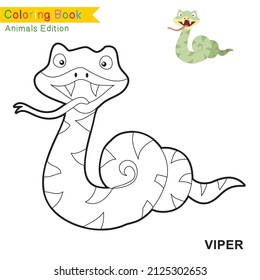 Coloring animal worksheet page. Educational printable coloring worksheet. Coloring game for preschool children. Black and white vector illustration. Motor skills education.
