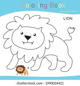 Coloring animals worksheet page. Educational printable coloring worksheet. Additional worksheet for kids. Black and white vector illustration.