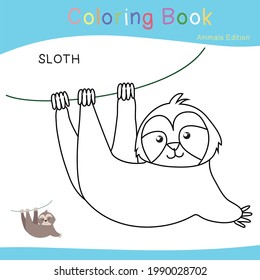 Coloring animals worksheet page. Educational printable coloring worksheet. Additional worksheet for kids. Black and white vector illustration.