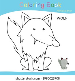 Coloring animals worksheet page. Educational printable coloring worksheet. Additional worksheet for kids. Black and white vector illustration.