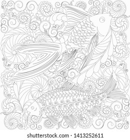 coloring antistress with a seabed and fish