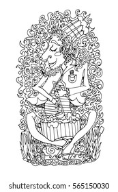 The coloring of the anti-stress, vector illustration. Cook soup salts.