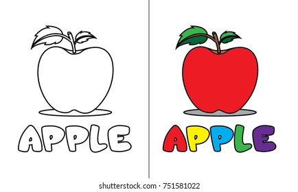coloring apple fruit illustration design