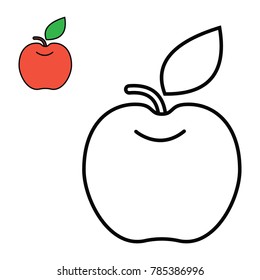 Coloring Apple Vector For Childreen