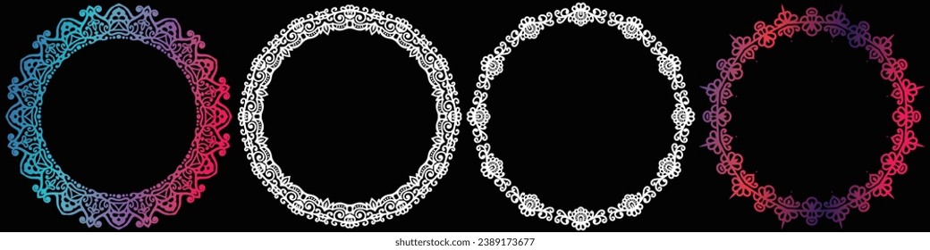 coloring art and line art circle design set.