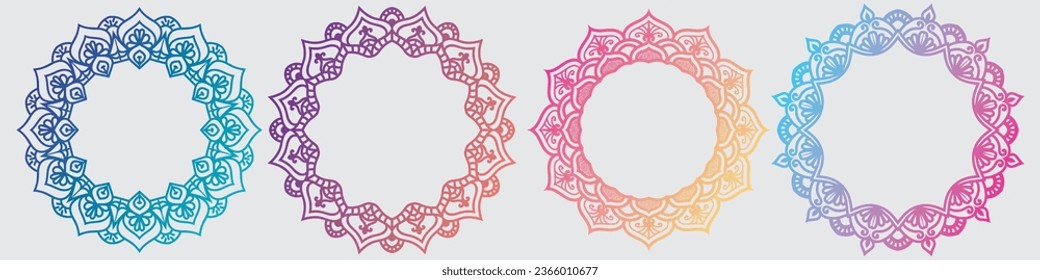 coloring art mandala circle design. ornamental art frame set.
