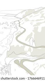 Coloring of background with hills and sea