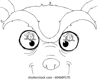 Coloring bad wolf with red riding hood in his eyes vector