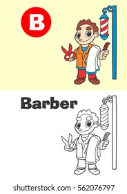 coloring barber for children - profession illustration for kids