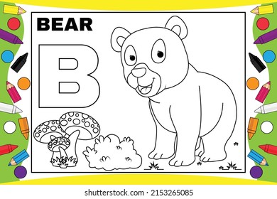 coloring bear cartoon for kids