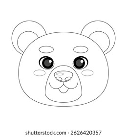 Coloring bear head on isolated background. Vector illustration in a flat style