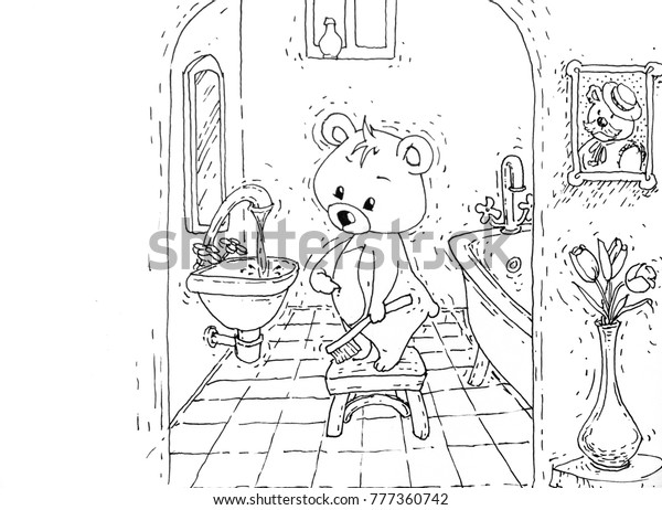 coloring bear story fairy tale page stock vector royalty