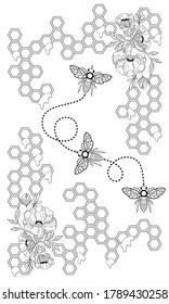 Coloring of bees with honeycombs and flowers