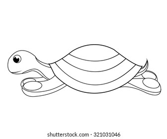 coloring with big beautiful and cheerful turtle