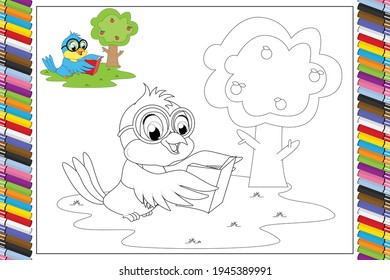 coloring bird  animal cartoon for kids