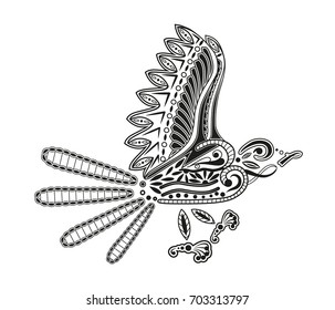 Coloring bird bullfinch for children and adults. The pages of the book antistress. Zentangle. Hands vector. Holiday, Christmas and New year, tickets, branding, logo, inscription. Black and white