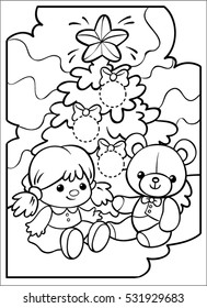 Coloring. Black contour on white background.