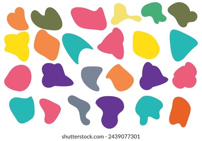 coloring Blob shape organic set. Fluid cooler blob shape vector for abstract design. Abstract watery forms template. Organic blobs set icon on transparent background.