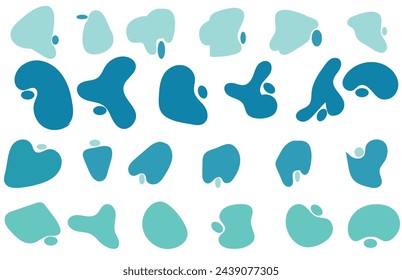 coloring Blob shape organic set. Fluid cooler blob shape vector for abstract design. Abstract watery forms template. Organic blobs set icon on transparent background.