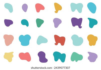 coloring Blob shape organic set. Fluid cooler blob shape vector for abstract design. Abstract watery forms template. Organic blobs set icon on transparent background.