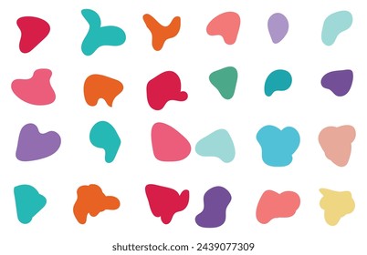 coloring Blob shape organic set. Fluid cooler blob shape vector for abstract design. Abstract watery forms template. Organic blobs set icon on transparent background.