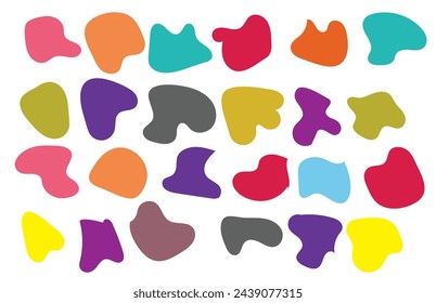 coloring Blob shape organic set. Fluid cooler blob shape vector for abstract design. Abstract watery forms template. Organic blobs set icon on transparent background.