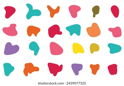 coloring Blob shape organic set. Fluid cooler blob shape vector for abstract design. Abstract watery forms template. Organic blobs set icon on transparent background.