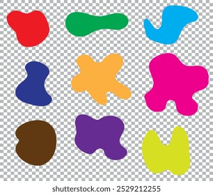Färbung Blobform organisches Set. Fluidkühler-Blobform-Vektor für abstraktes Design. Abstrakte wässrige Formularvorlage. Bio-Blobs