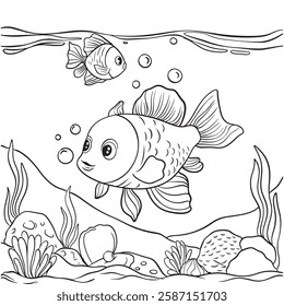 A Coloring book about The two Fish Dive into a world of colors under the sea