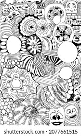 Coloring book abstract pattern, doodle