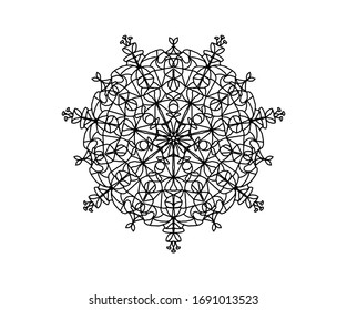 coloring book. abstract symmetrical black mandala pattern on a white background