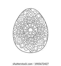 Coloring book for adult. Hand drawn easter egg. Vector illustration isolated on white background.