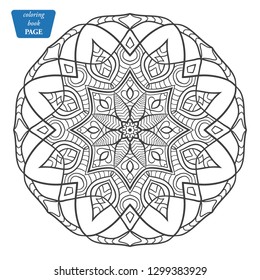 Coloring book for adult and older children. Coloring page with vintage flowers pattern a