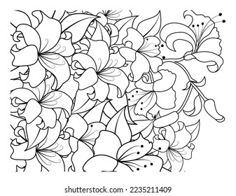 Coloring book for adult and older children. Coloring page with flowers pattern fram
